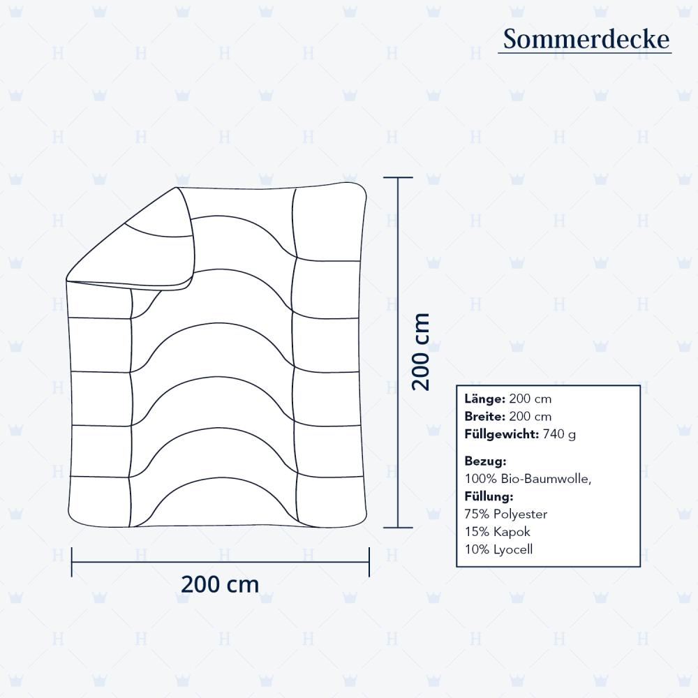 Heidelberger Bettwaren Bettdecke 200x200 cm, Made in Germany | Sommerdecke, Schlafdecke, Steppbett mit Kapok-Füllung | atmungsaktiv, hypoallergen, vegan | Serie Kanada Bild 1