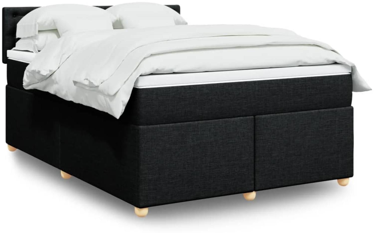 vidaXL Boxspringbett mit Matratze Schwarz 160x200 cm Stoff 3289047 Bild 1