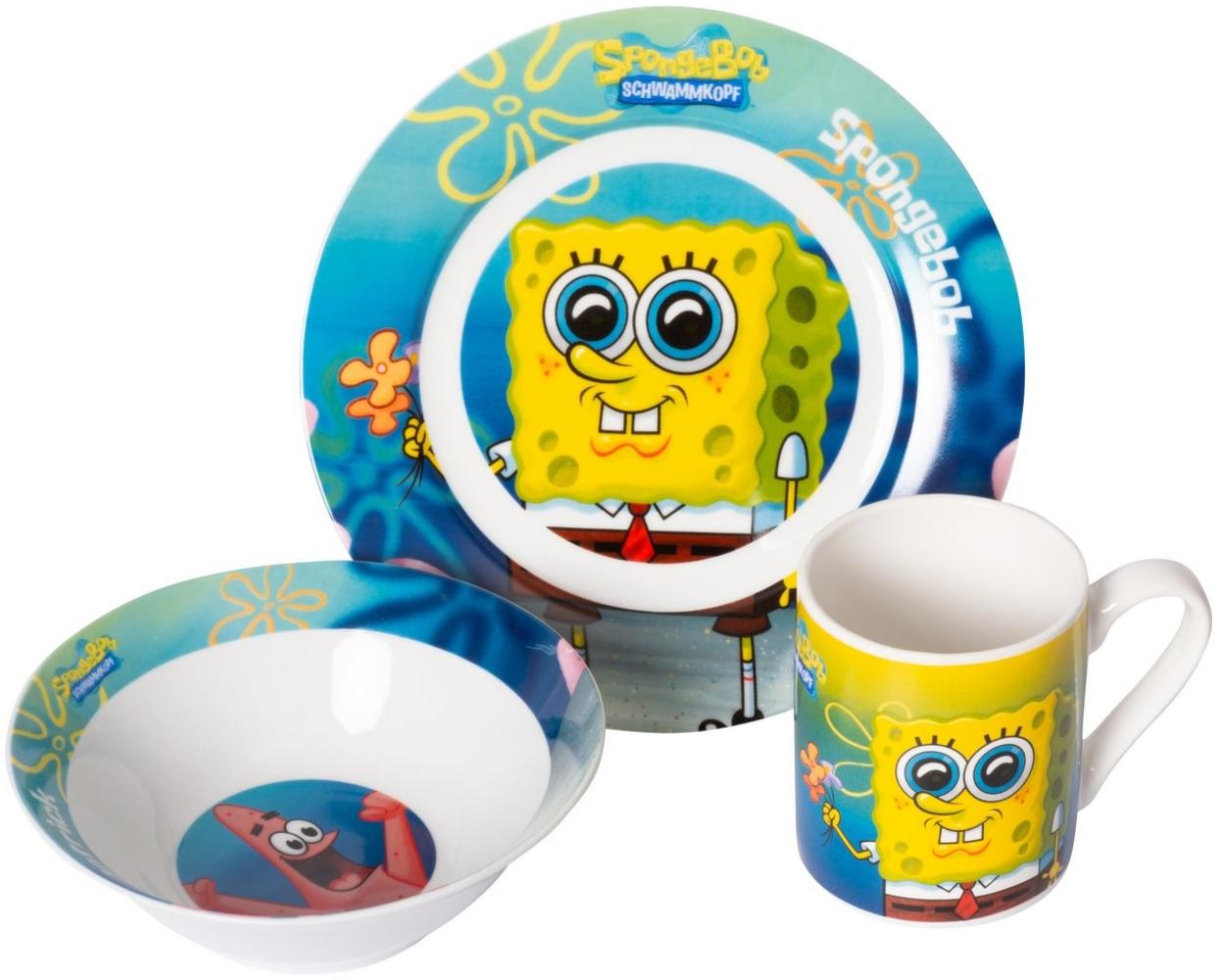 United Labels® Frühstücks-Geschirrset Frühstücksset (Schale, Teller, Tasse) - SpongeBob (NEU & OVP) Bild 1