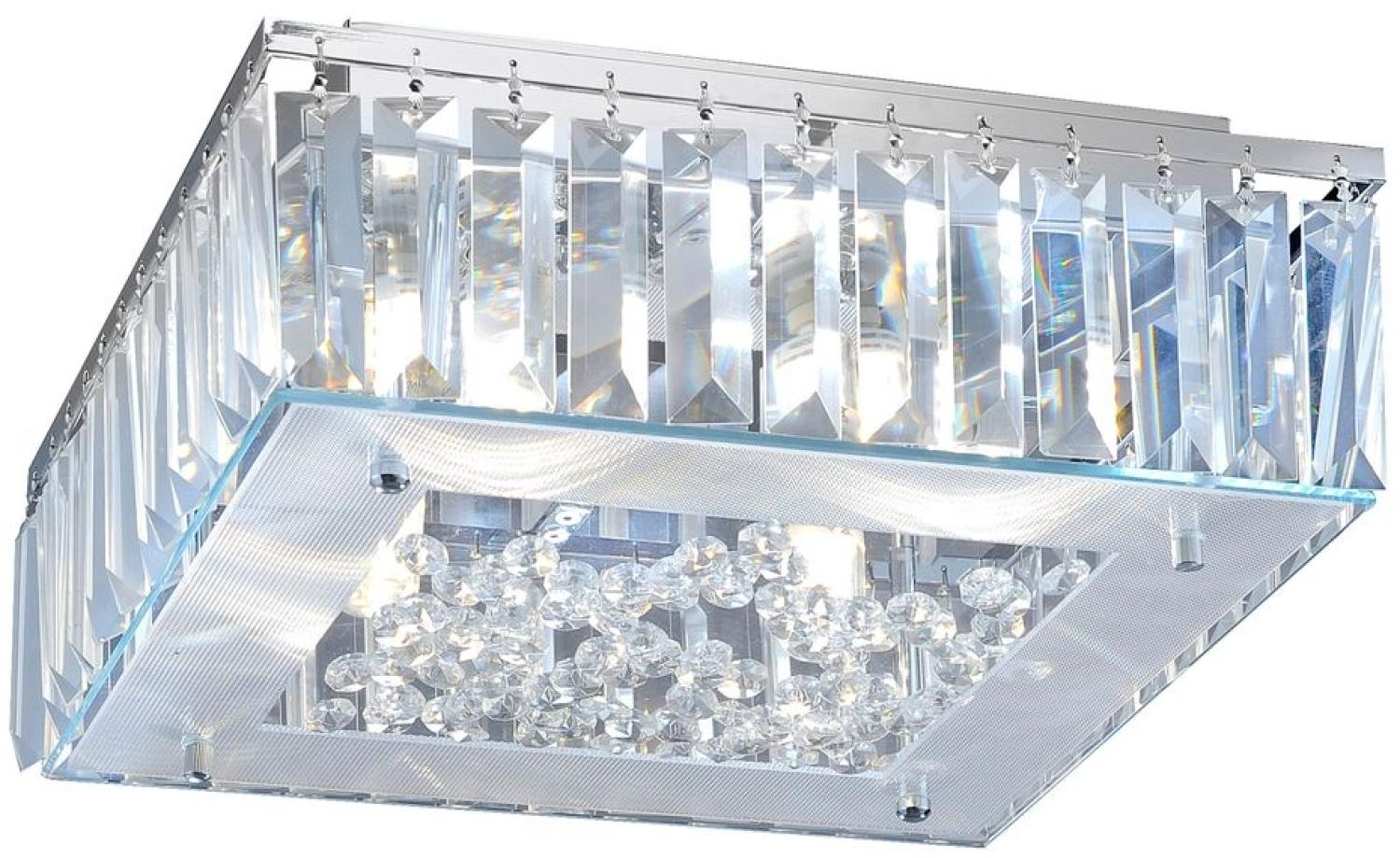 LED Deckenleuchte, Eisen, Chrom, Kristalle klar, L 30cm Bild 1