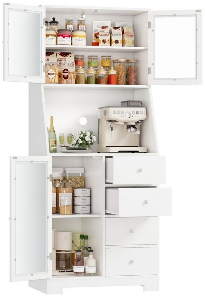 HOMECHO Küchenbuffet Küchenschrank mit Arbeitsplatte mit 3 Türen 4 Schubladen Bild 1