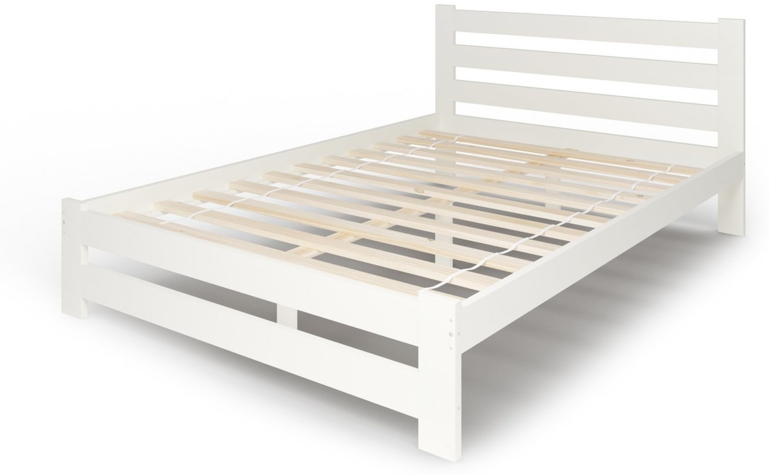 Home Collective Holzbett mit Lattenrost Modern Bett Kiefer Bettgestell Massivholzbett Klassisch (90x200, 120x200, 140x200, 160x200 cm), Doppelbett, Skandi Boho Landhaus Kopfteil hoch 140x200 cm weiß Bild 1