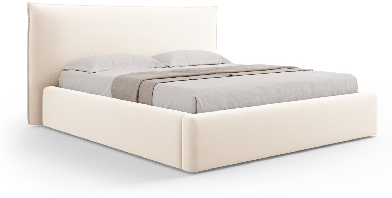 Micadoni Bett Kaelle Samtstoff Helles Beige 160x200 Bild 1
