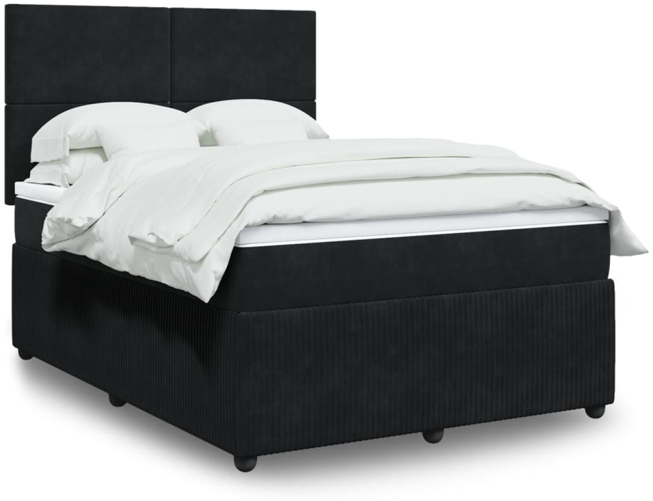 vidaXL Boxspringbett mit Matratze Schwarz 140x190 cm Samt 3294630 Bild 1