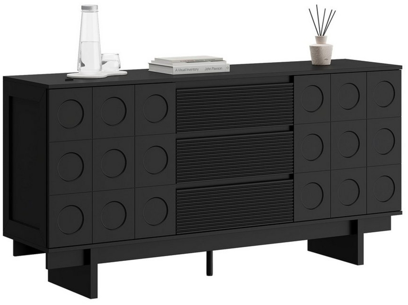 FUFU&GAGA Sideboard Modernes Sideboard, Kommode, schwarz matt, MDF, 160×40×80 cm Bild 1