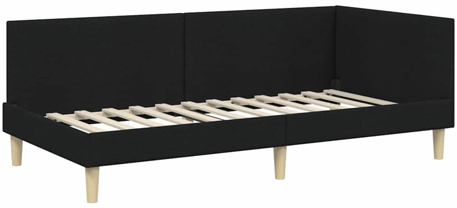 vidaXL Eckbettgestell mit Kopfteil Schwarz 90 cm x 200 cm Stoff 42016191 Bild 1