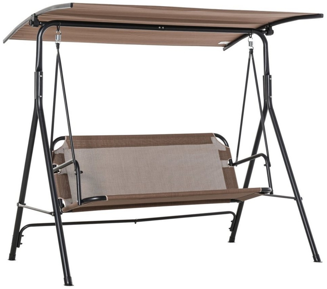 Outsunny Hollywoodschaukel Gartenschaukel mit verstellbarem Sonnendach, UV-Schutz, 2-Sitzer, Verstellbares Dach, Schaukel, 1 tlg, Schaukelbank, für Garten, Balkon,Braun Bild 1