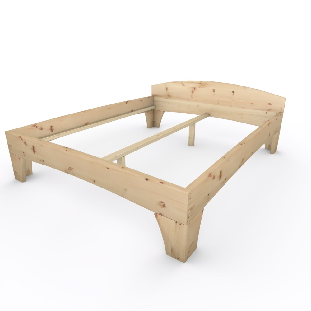 Zirbenbett Massivholzbett "Rosi" metallfrei 180 x 220 cm 48 cm mit Kopfteil Bild 1