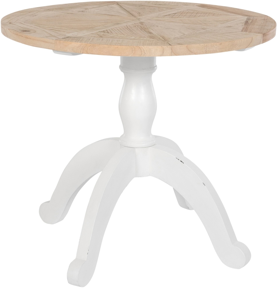 CLP Esstisch Roswell Ø 90 cm Shabby Chic runde Tischplatte aus massivem Ulmenholz,natura/weiß Bild 1