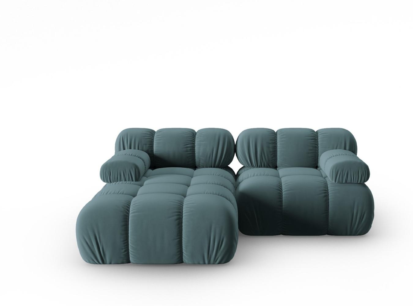 Micadoni Modulares Ecksofa Bellis 3-Sitzer Links Samtstoff Petrol Bild 1