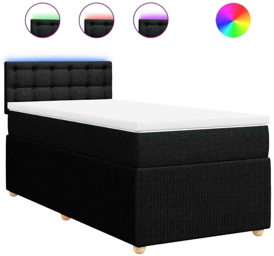 vidaXL Boxspringbett mit Matratze Schwarz 80x200 cm Stoff 3289599 Bild 1