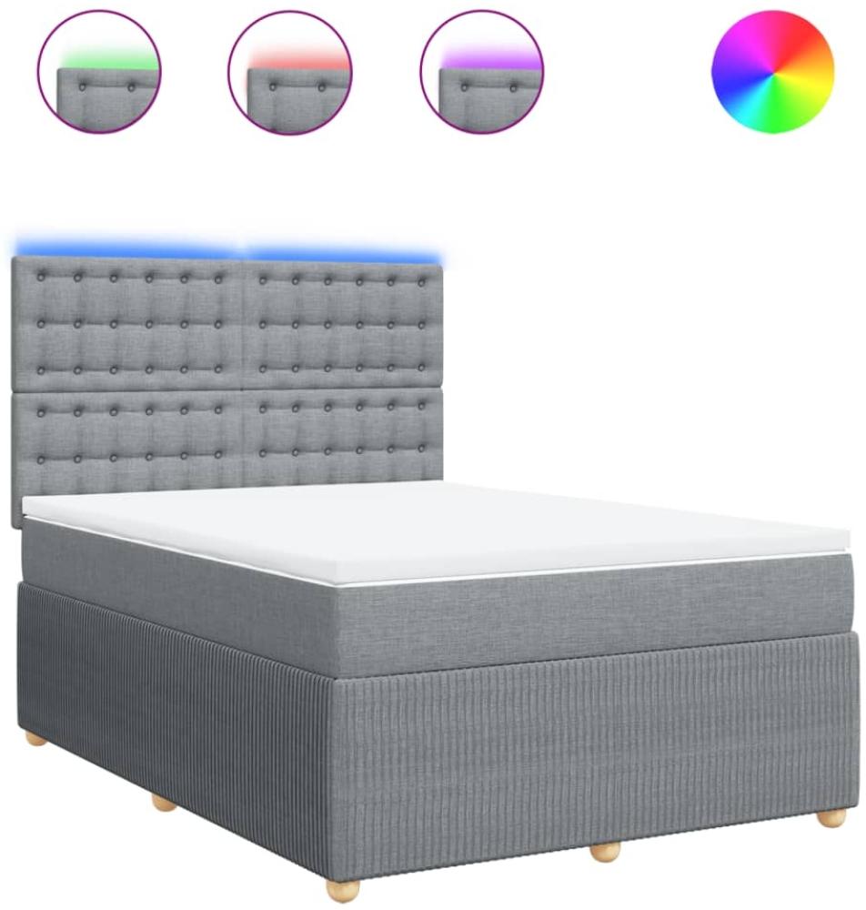 vidaXL Boxspringbett mit Matratze Hellgrau 140x190 cm Stoff 3294365 Bild 1