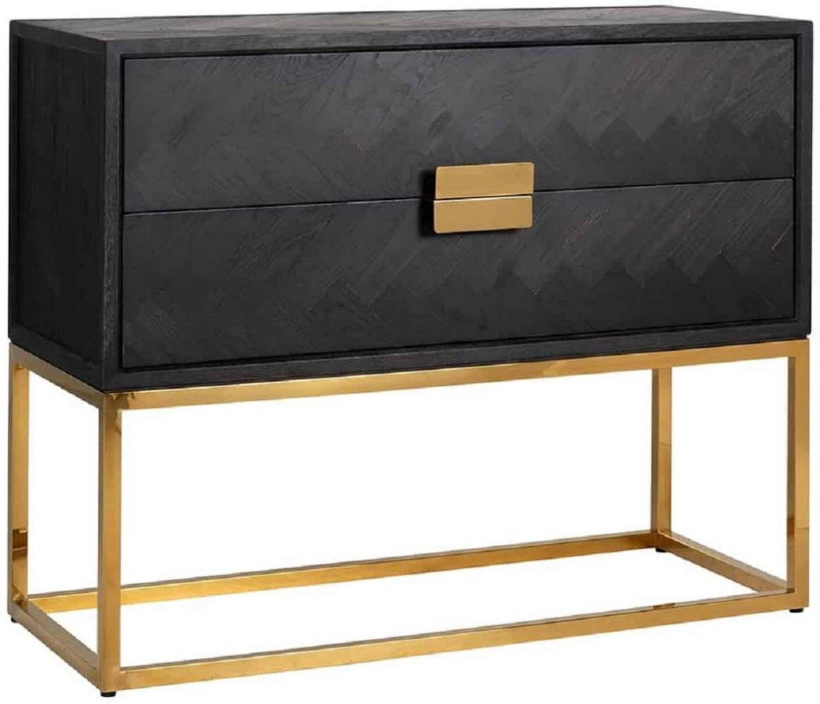 Casa Padrino Luxus Massivholz Kommode mit 2 Schubladen Schwarz / Gold 108 x 45 x H. 87 cm - Wohnzimmer Möbel - Hotel Möbel - Luxus Kollektion Bild 1