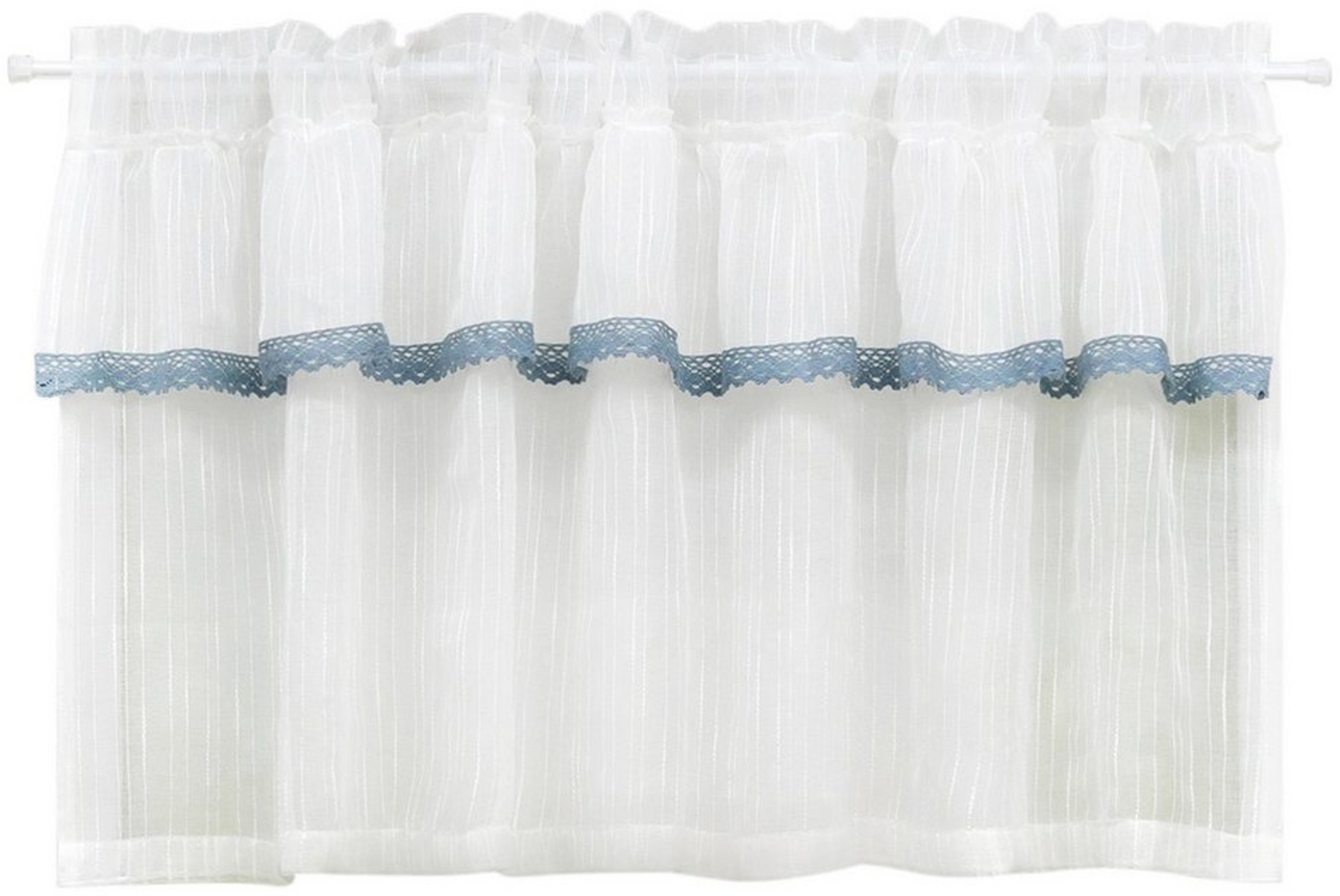 Delien Scheibengardine (1 St), Stangendurchzug, transparent, Landhaus Leinenoptik, Voile Kaffee Küchengardine Bild 1