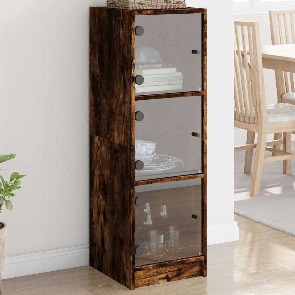 vidaXL Highboard mit Glastüren Räuchereiche 35x37x109 cm 836389 Bild 1