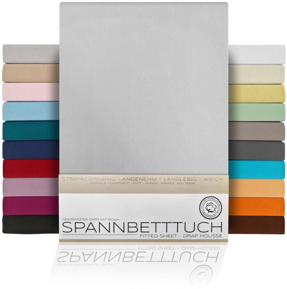 Beautex Spannbettlaken Spannbetttuch Bettlaken aus gekämmter Baumwolle Premium Jersey 160g/m², Jersey, Gummizug: rundum, (1 Stück) Bild 1