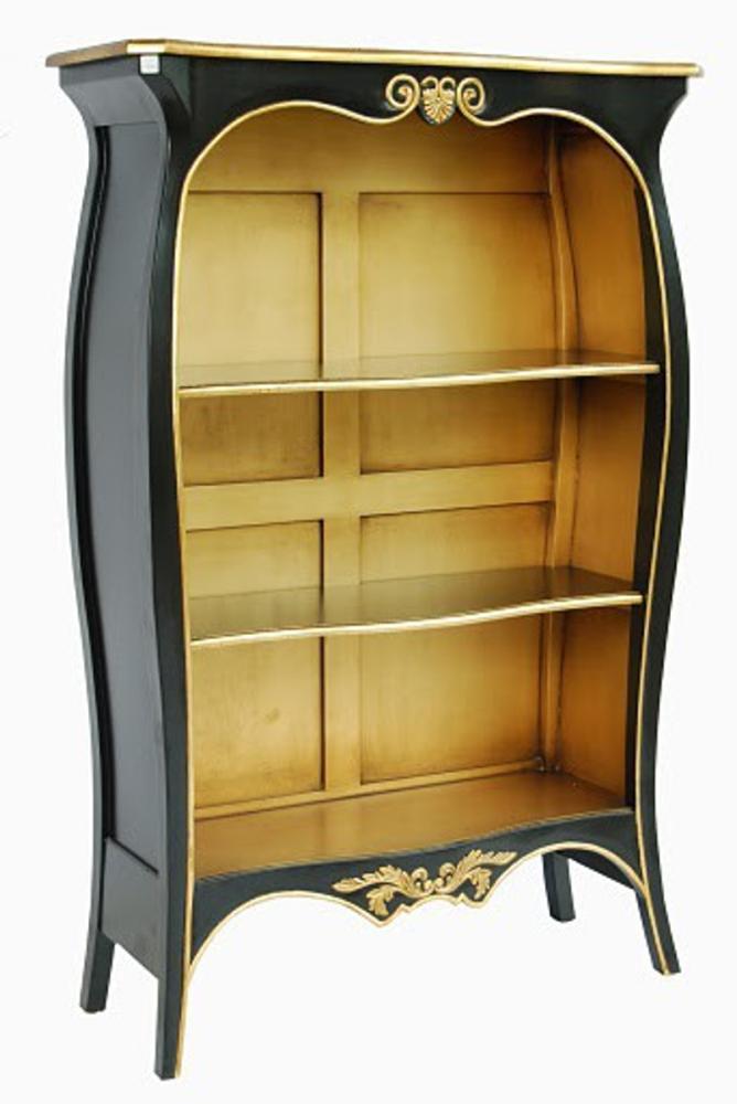 Casa Padrino Barock Bücherschrank Schwarz / Gold B 110 x H 169 cm Bücherregal Regal Schrank Bild 1