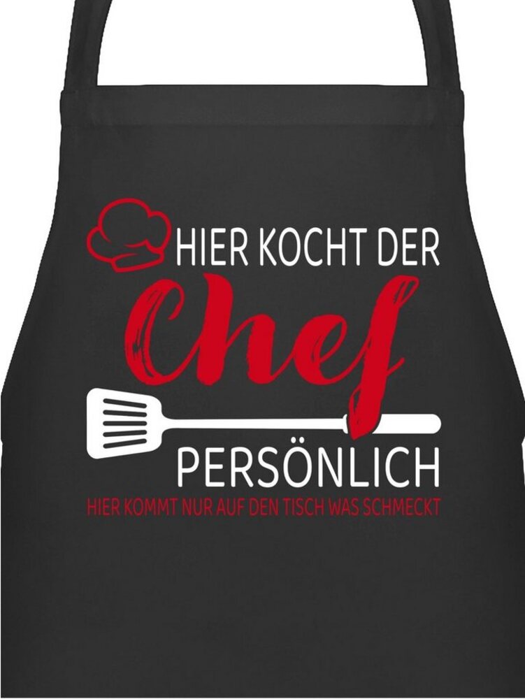 Shirtracer Kochschürze Hier kocht der Chef persönlich I Geschenk Männer Lustig Küche I Koch I, (1-tlg), Kochschürze Herren Männer Bild 1