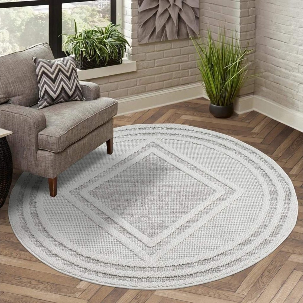 Carpet City Teppich LINDO 8853, rund, Höhe: 11 mm, Kurzflor, Hochtief-Muster/ 3D-Effekt, Boho-Stil, Wohnzimmer Bild 1
