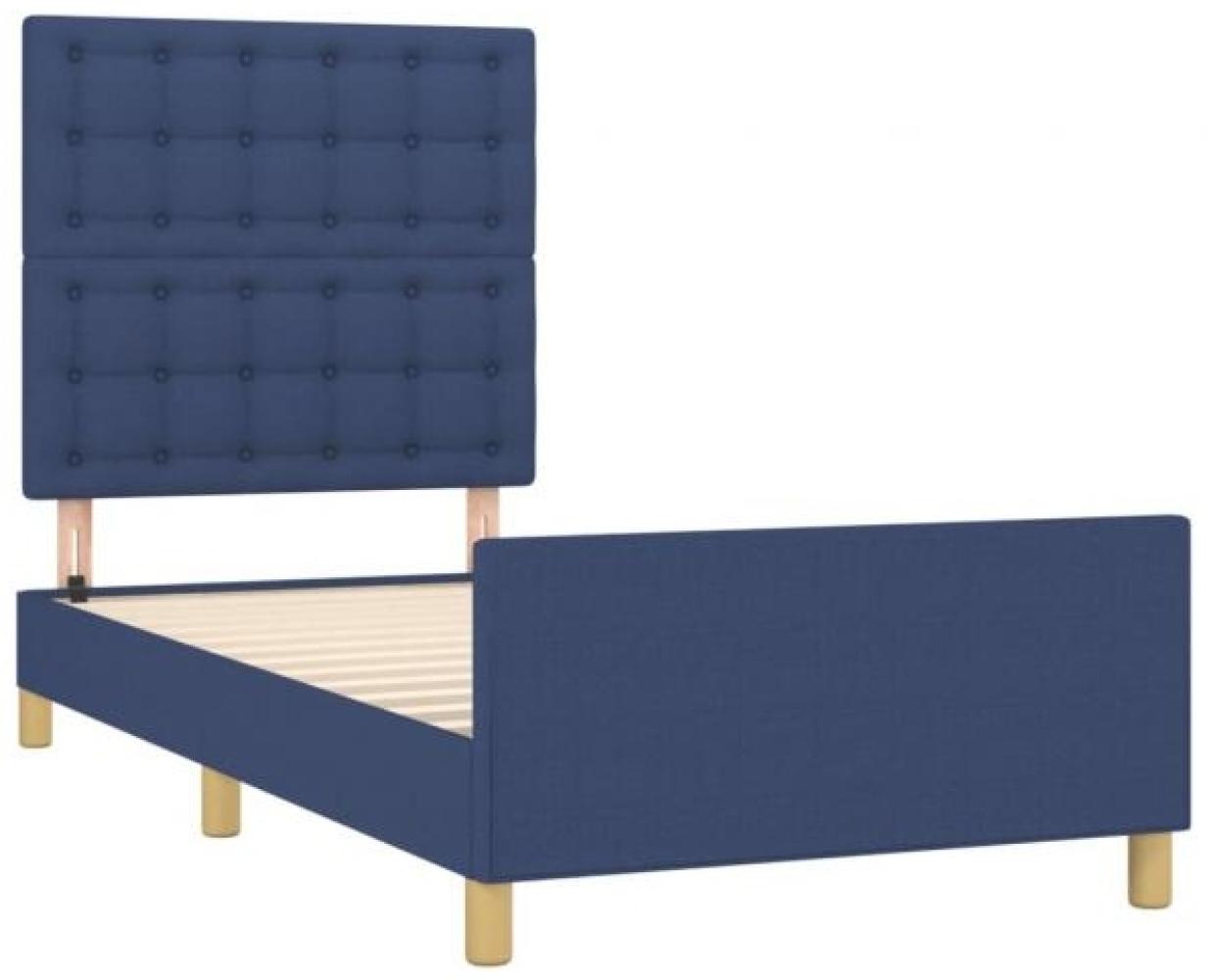 Einzelbett mit Kopfteil Stoff Blau 80 x 200 cm Bild 1