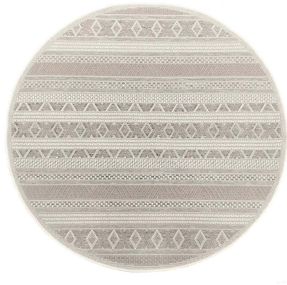 the carpet Calgary - robuster Teppich, Flachgewebe, modernes Design, ideal für Küche und Esszimmer, Vintage-Optik, Boho-Style, besonders flach, auch für den Außenbereich, Beige, 160x160 cm Bild 1