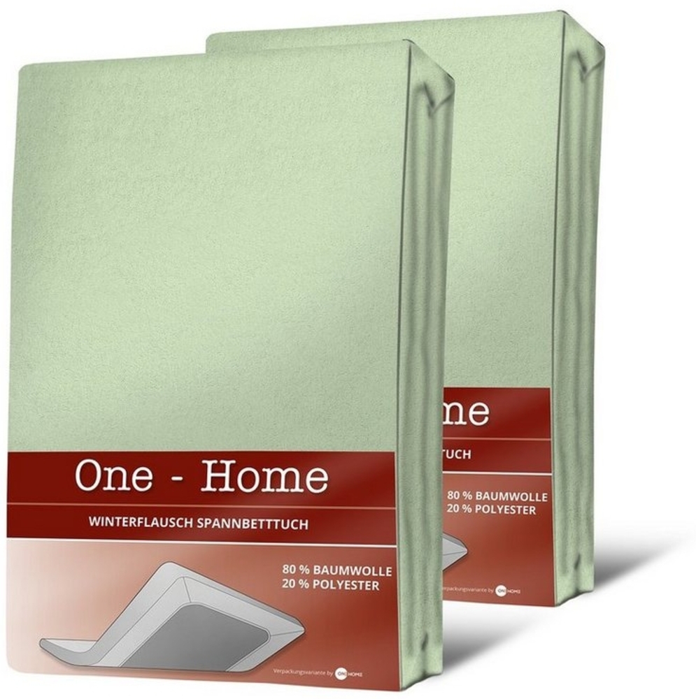 One Home Spannbettlaken Winter, Baumwolle, Gummizug: rundum, (2 Stück), kuschelig warm und flauschig, Double Pack Bild 1