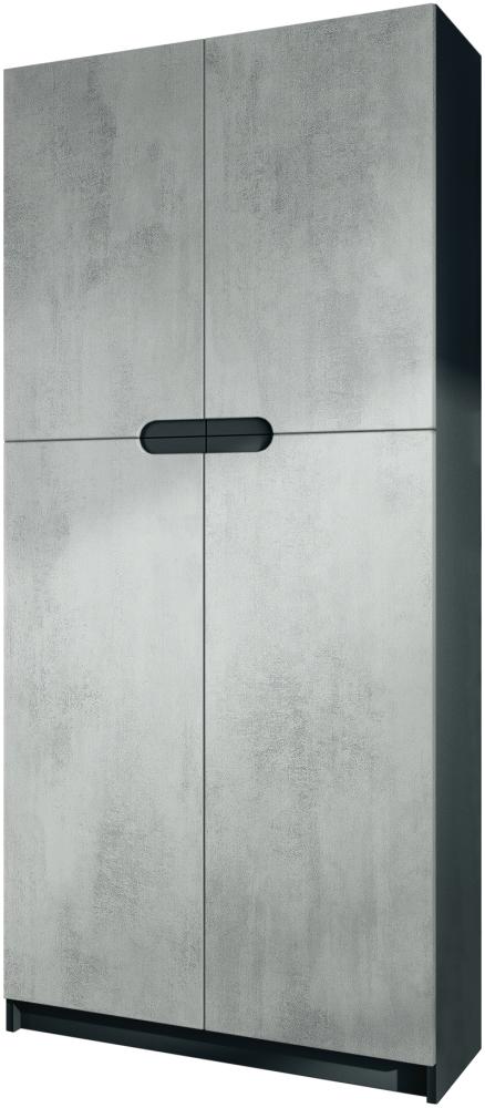 Vladon Büroschrank Logan V1, Aktenschrank mit 5 Fächern und 4 Türen, Schwarz matt/Beton Oxid-Optik (82 x 185 x 37 cm) Bild 1