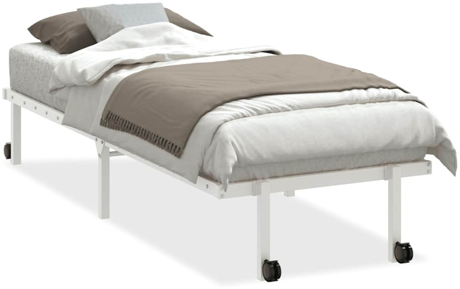 vidaXL Bettgestell ohne Matratze Klappbar Weiß 75x190 cm Stahl 4103964 Bild 1