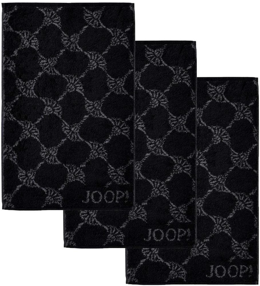 JOOP! Gästetuch Classic Frottierkollektion, 3er Pack - Walkfrottier Schwarz Cornflower 30x50cm Bild 1