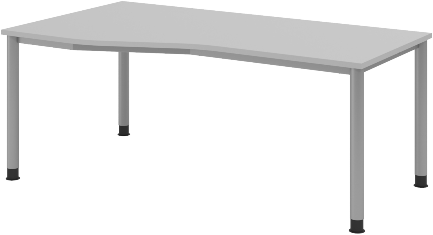 bümö höhenverstellbarer Schreibtisch H-Serie 180x100 cm in grau, Gestell in Silber - großer PC Tisch für's Büro manuell höhenverstellbar, Computertisch verstellbar, HS-18-5 Bild 1