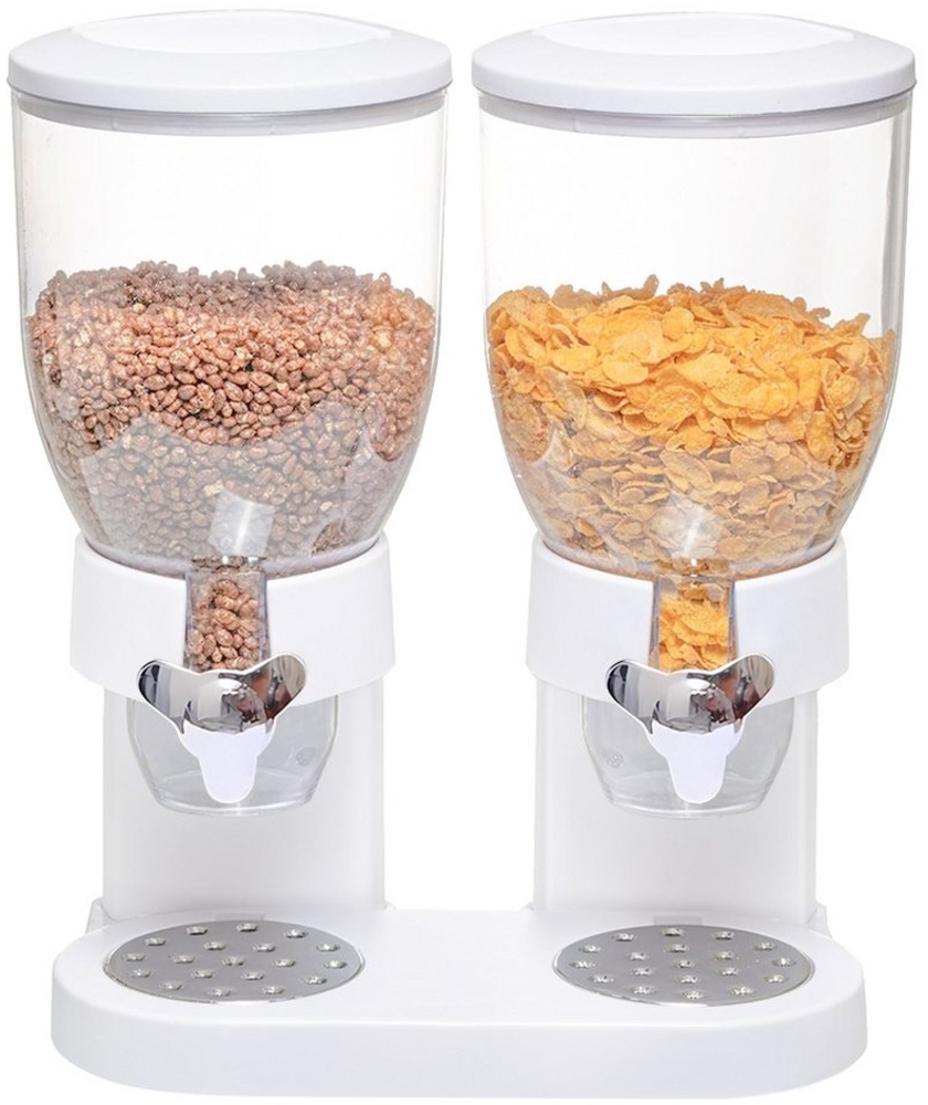 JEOBEST Müslispender Cerealienspender Lebensmittelspender, Doppel Haferflockenbehälter, 2x3.5 L Vorratsdose, Cornflakes,Süßigkeiten,Süßigkeiten und Müsli Bild 1