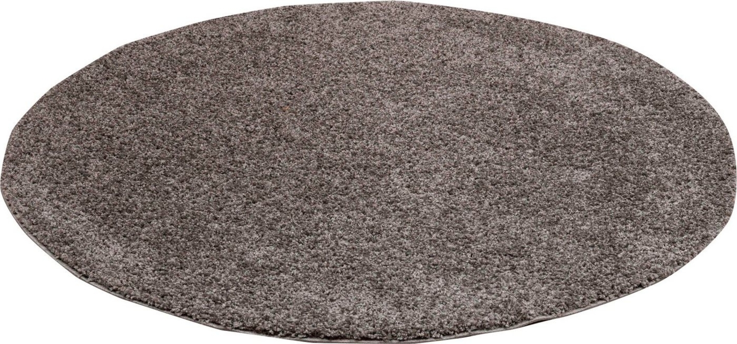 SANAT Teppich Rund - Grau Hochflor, Langflor Modern Teppiche fürs Wohnzimmer, Schlafzimmer, Esszimmer oder Kinderzimmer, Größe: 200x200 cm Bild 1