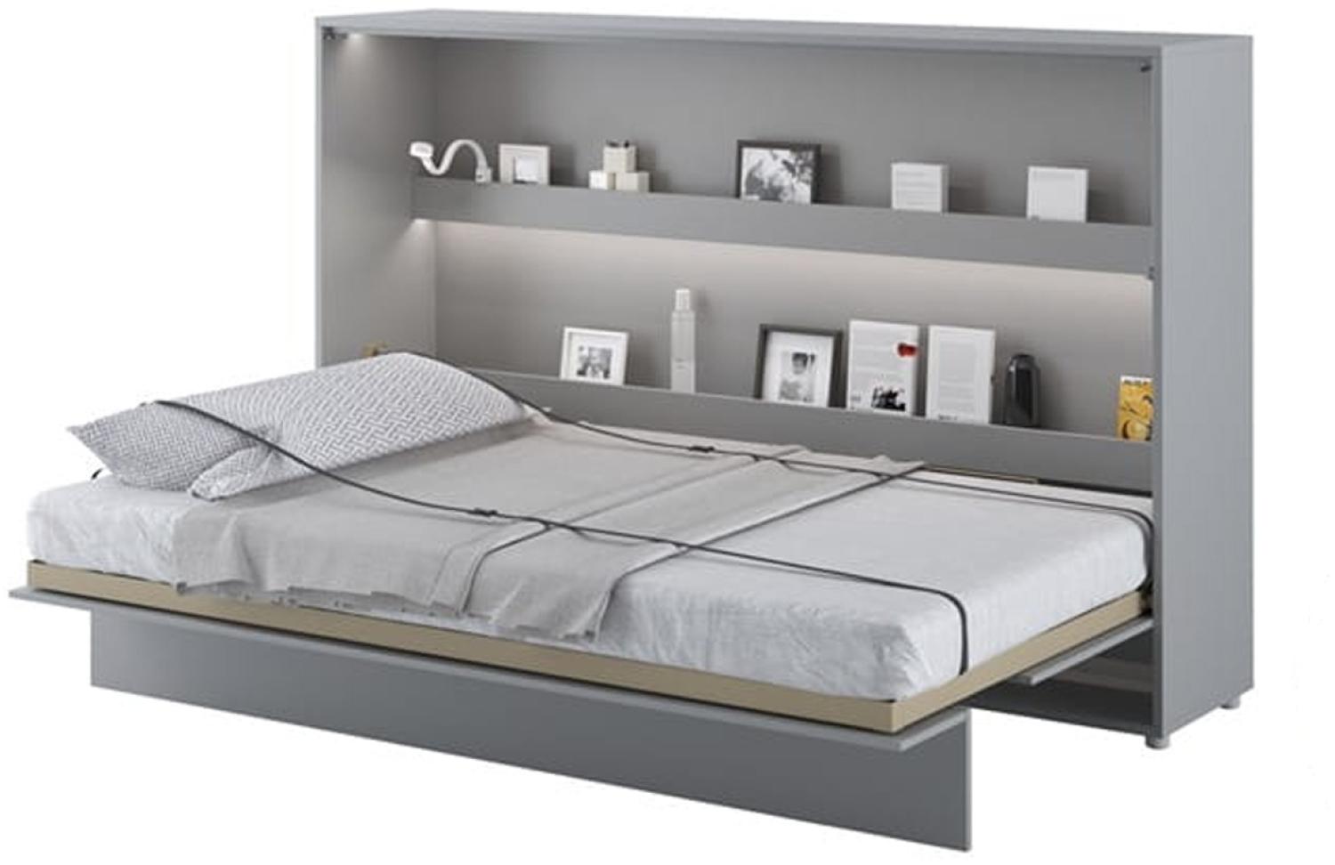 MEBLINI Schrankbett Bed Concept - BC-05 - 120x200cm Horizontal - Grau Matt mit Matratze - Wandbett mit Lattenrost - Klappbett mit Schrank - Wandklappbett - Murphy Bed - Bettschrank Bild 1