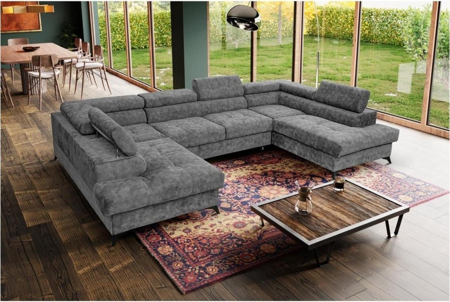 Beautysofa Ecksofa Sorento U Die Lieferung beinhaltet die Lieferung in die Wohnung, mit Schlaffunktion, Bettkasten, verstellbare Kopfstützen, große Eckcouch mit Metallbeine Bild 1