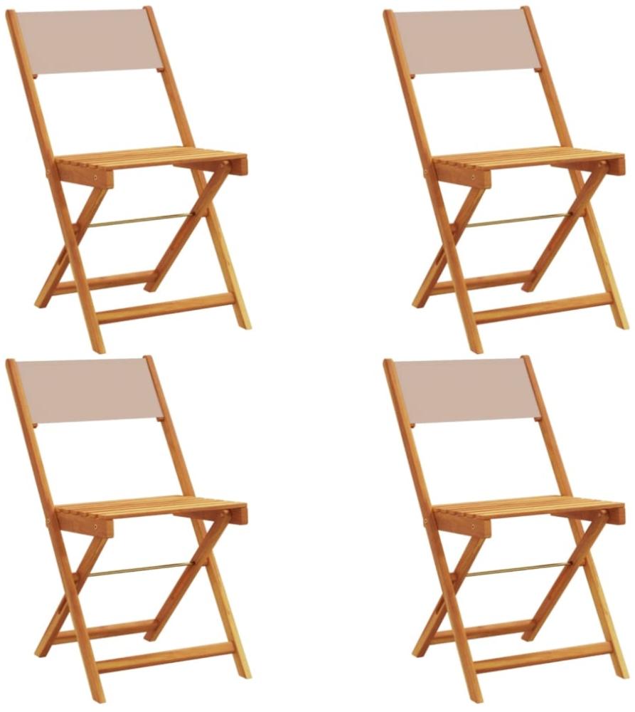 vidaXL Gartenstühle 4 Stk. Klappbar Taupe Stoff und Massivholz 3214616 Bild 1