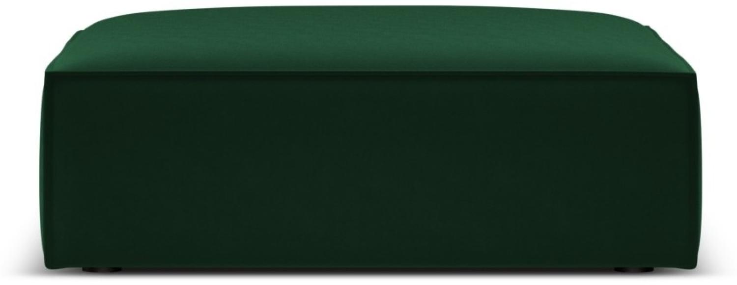 Micadoni Samtstoff Pouf Hocker Kaelle | Bezug Bottle Green | Beinfarbe Black Plastic Bild 1