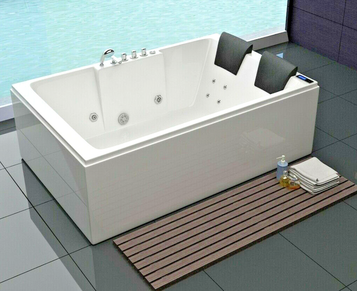 Luxus LED Whirlpool Badewanne SET 180x120cm +Heizung+Hydrojets+Ozon +Radio 2024 Bild 1
