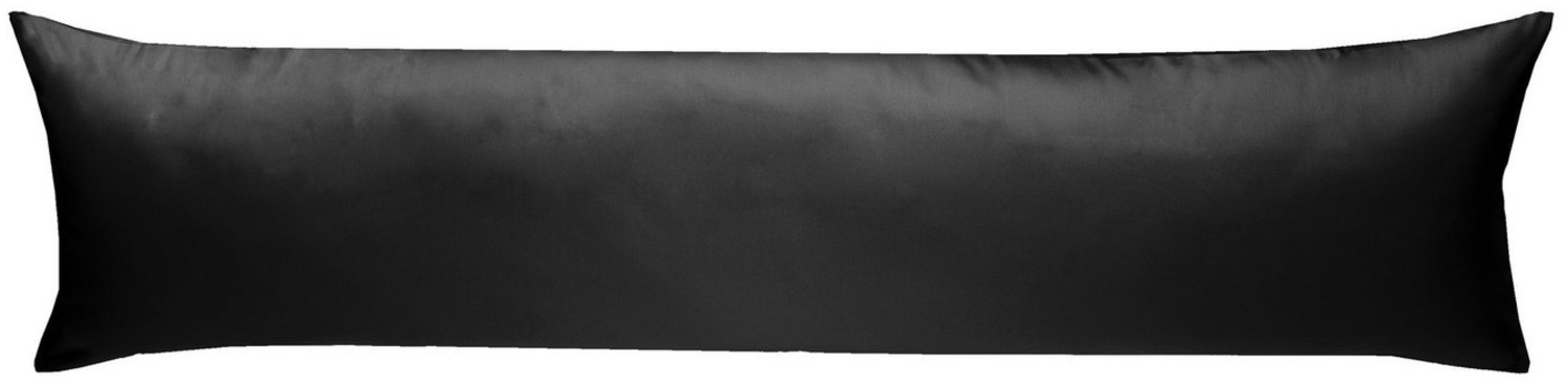 Mako-Satin Seitenschläferkissen Bezug uni / einfarbig schwarz 40x145 cm von Bettwaesche-mit-Stil Bild 1