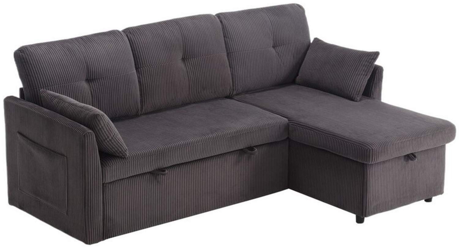 Yorbay Schlafsofa Ecksofa mit Bettfunktion und Stauraum, inkl. 3 Rückenlehnen, 2 Kissen, L-förmiges Sofa Ecksofa für 3 Personen, Chaiselongue Bild 1