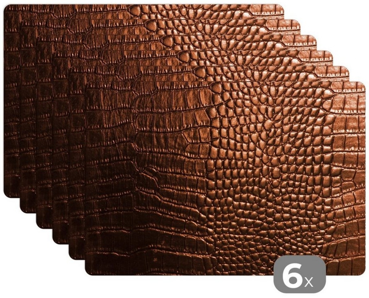 MuchoWow Platzset Das braune Leder eines Krokodils, (6-St), Platzsets, Tischset, Abwaschbar, Tischsets, Platzdeckchen Bild 1