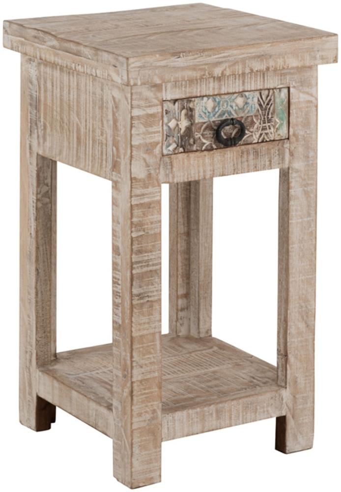 Beistelltisch >Singrauli< in ANTIQUE weiß aus Mangoholz - 35x75x35cm (BxHxT) Bild 1