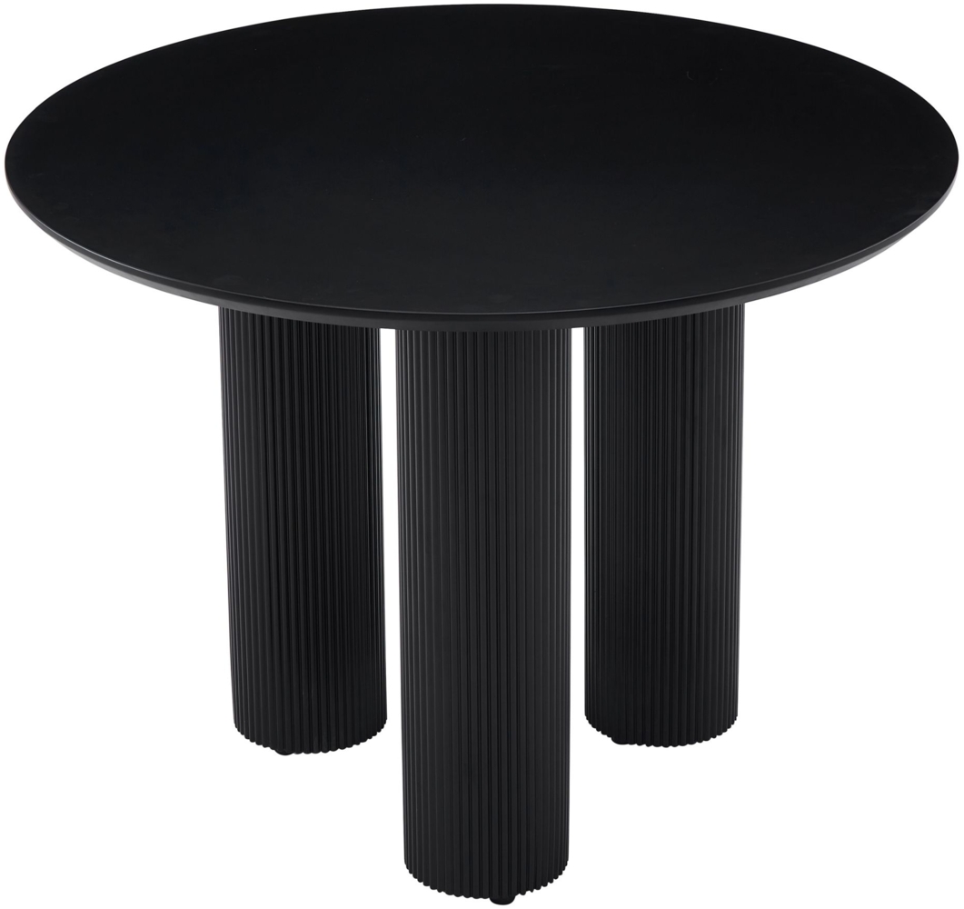 Selsey 'Fascons' Esstisch rund mit geriffelten Säulenbeinen, Schwarz 100 cm Bild 1