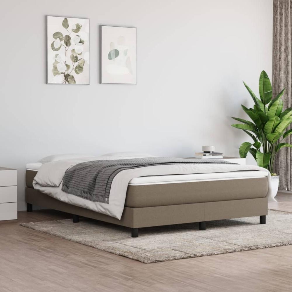 vidaXL Boxspringbett mit Matratze Taupe 160x200 cm Stoff 3144089 Bild 1