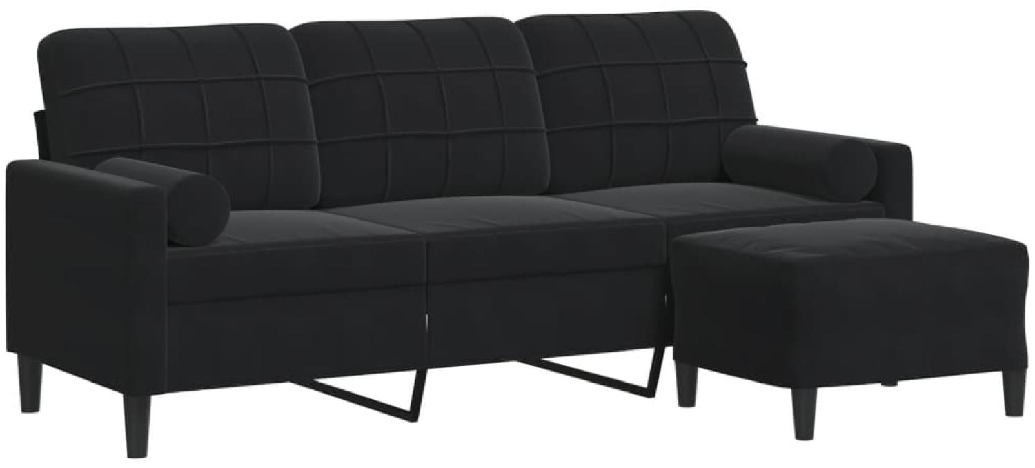 vidaXL 3-Sitzer-Sofa mit Hocker Schwarz 180 cm Samt 3278272 Bild 1