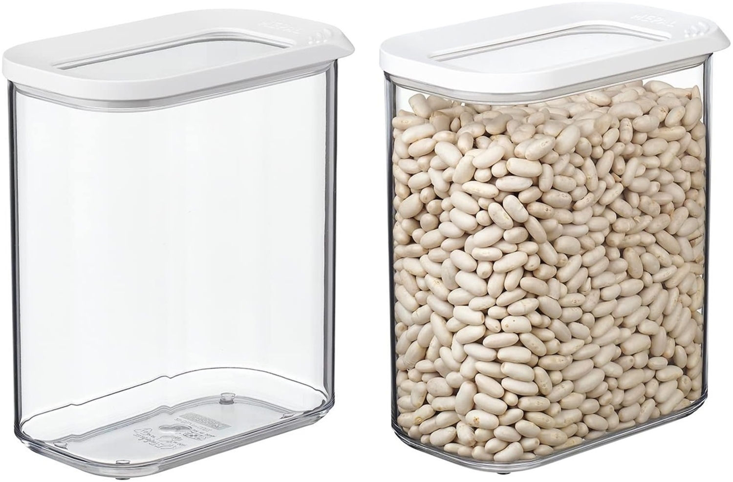 Mepal | 2-teiliges Set Vorratsdosen mit Deckel | Lebensmittelbehälter Rechteckige | Küchenorganizer aus Kunststoff | Vorratsbehälter Luftdicht | 2 x 1500 ml | Nordic White Bild 1
