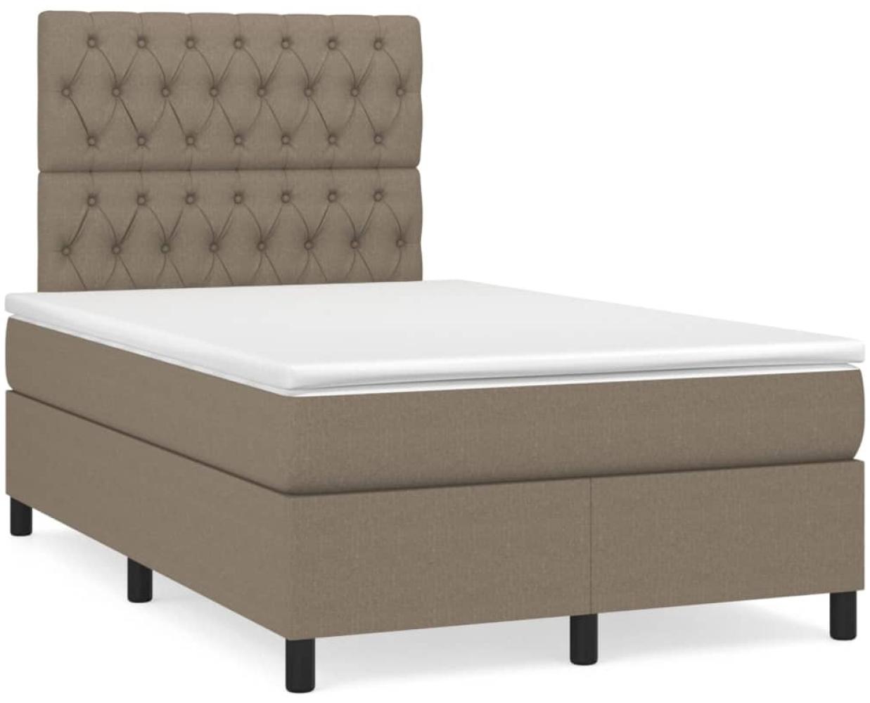 vidaXL Boxspringbett mit Matratze & LED Taupe 120x190 cm Stoff 3270222 Bild 1