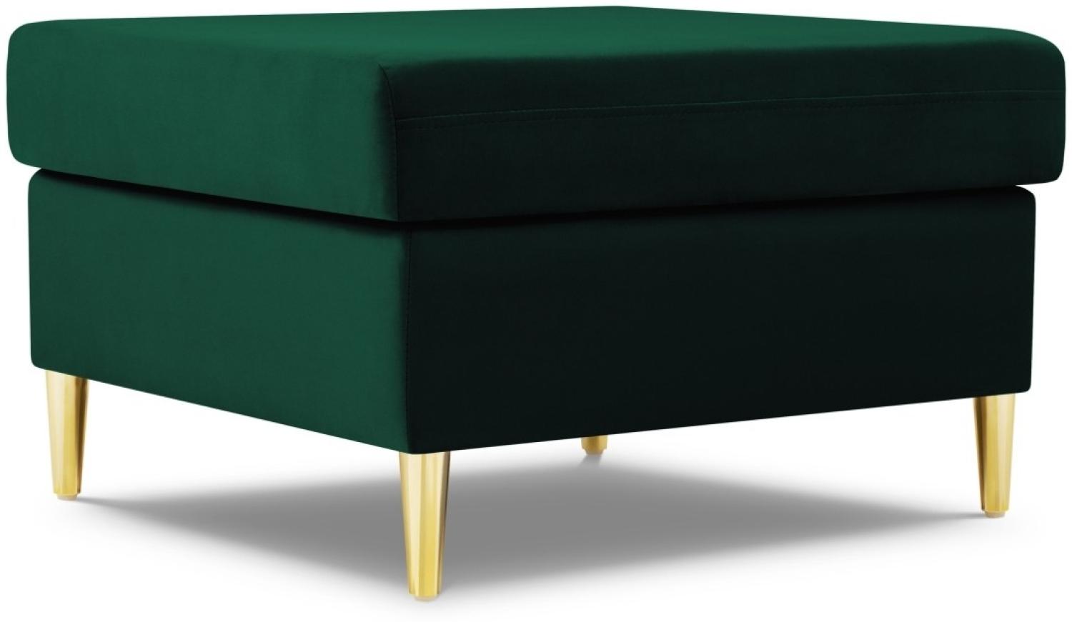 Micadoni Samtstoff Pouf Hocker Moghan | Bezug Bottle Green | Beinfarbe Gold Metal Bild 1