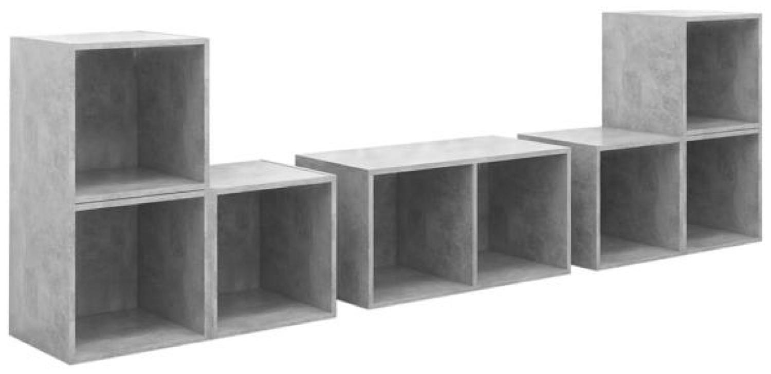 vidaXL 6-tlg. TV-Schrank-Set Betongrau Spanplatte [3080055] Bild 1