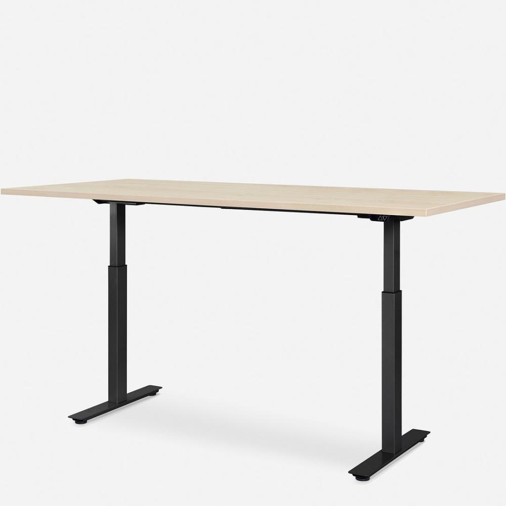 180 x 80 cm WRK21® SMART - Mandal Ahorn / Schwarz elektrisch höhenverstellbarer Schreibtisch Bild 1