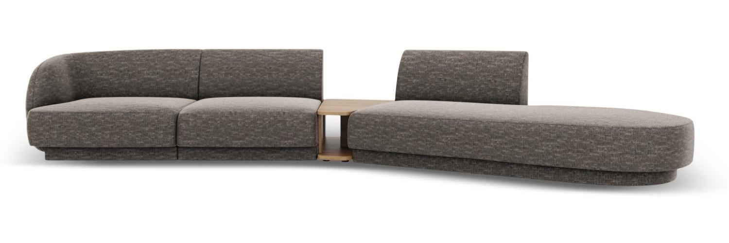 Micadoni Modulares Sofa Miley 4-Sitzer mit 1 Armlehne Rechts Chenille Grau Bild 1